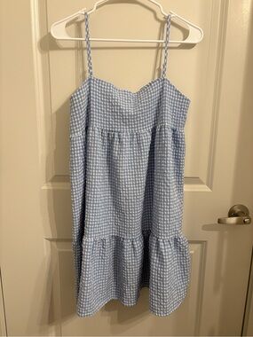 SHEIN Light Blue Gingham Spaghetti Strap Sundress